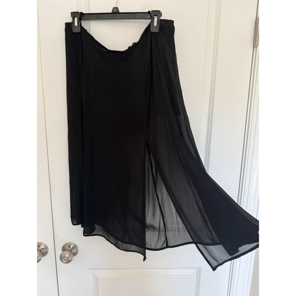 Reformation black Sheer double slit midi skirt y2k 2xL